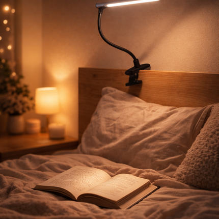 USB LED Clip-On Desk Lamp Flexible Adjustable Reading Light Bedside Table