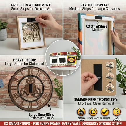 Picture Frame Hanging Strips Pack Of 4 Self Adhesive Stick on Damage Free Strips