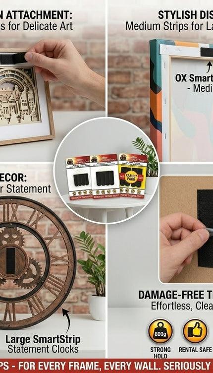 Picture Frame Hanging Strips Pack Of 4 Self Adhesive Stick on Damage Free Strips