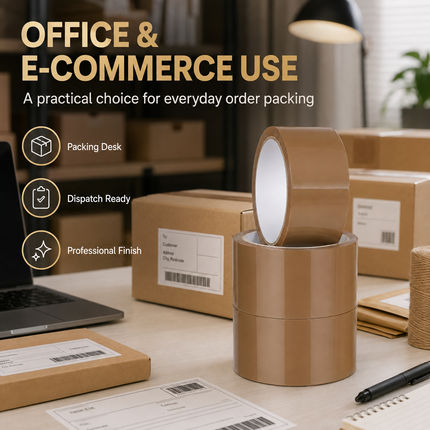 Parcel Tape 48mm X 66m Strong Heavy Duty for Secure Box Packing 3-Rolls Brown