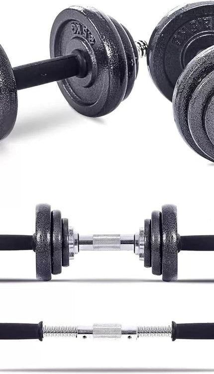 50KG Adjustable Cast Iron Dumbbell Barbell Set Weights Kit for Home Gym Workout