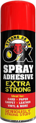Adhesive Spray Heavy Duty Strong As An Ox for Carpet Tile Fabric Glue 500ml