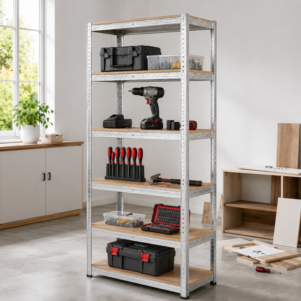 5 Tier Steel Garage Shelving Unit – Silver