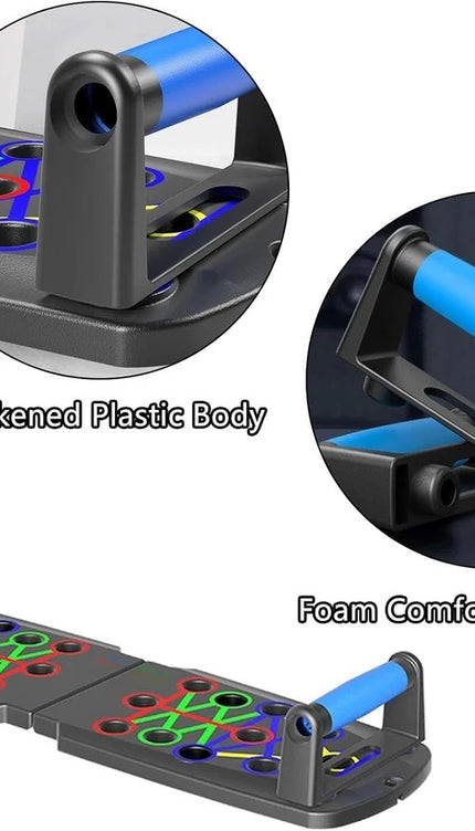 Portable Folding Push-Up Board with Handles & Resistance Bands