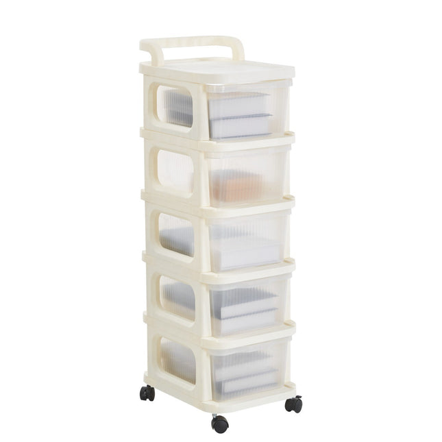 4/5 Tier Plastic Storage Trolley Drawers on Wheels Office Desk Home Organiser