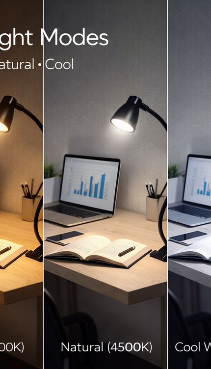 LED Desk Lamp Clip-On 3W Flexible Reading Light Eye Care 10-Level Brightness