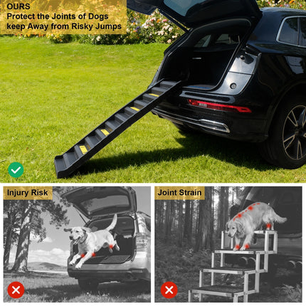 Portable Dog Ramp Folding Non-Slip Pet Ramp Stairs Step Ladder for Car - BLACK