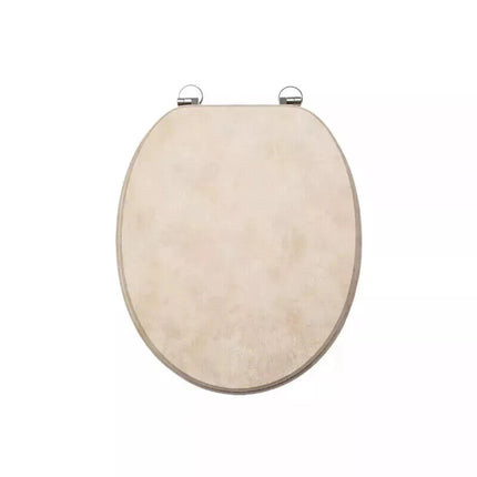 18" Universal Toilet Seat MDF Wooden Bathroom WC Easy Fit + Fittings Novelty