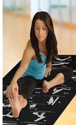 Yoga Mat Non-Slip Pilates Gym Workout With Asana Postures Printed + Carry Bag