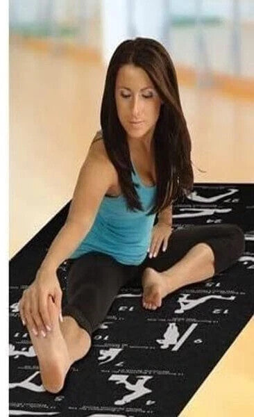 Yoga Mat Non-Slip Pilates Gym Workout With Asana Postures Printed + Carry Bag