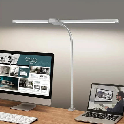 LED Desk Lamp with Clamp Double Dual Head Table Reading Craft Office Home Light