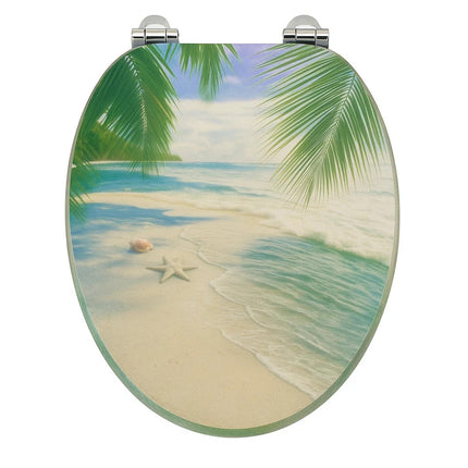 18'' Universal Wooden Toilet Seat Bathroom WC Easy Fit with Hinges & Fittings
