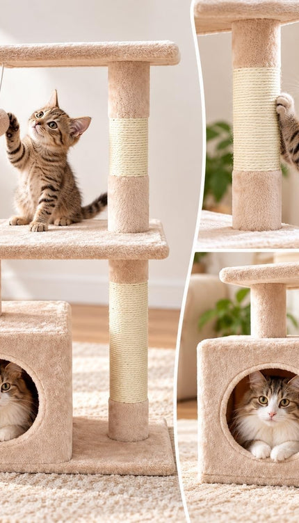85cm Cat Tree Tower Sisal Scratching Post Condo Perch Activity Centre for Cats