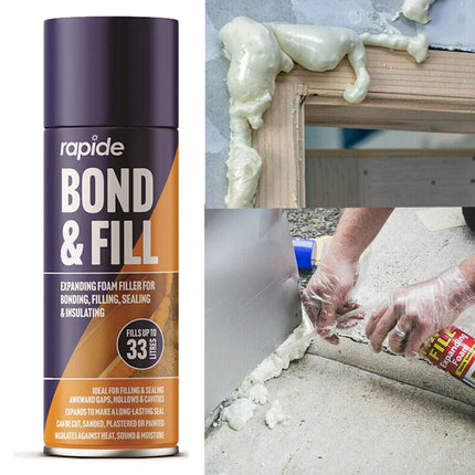 2X Expanding Foam Filler Spray 500ml PU Bond Fill Sealing CrackS Insulating Gap