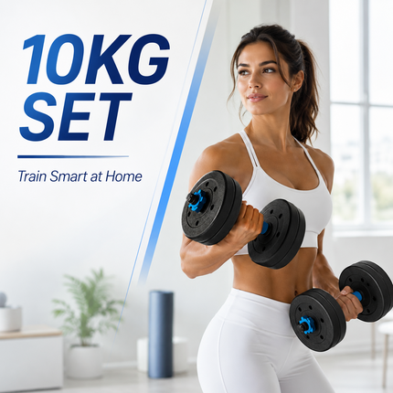 Dumbbell Barbell Set 10KG Adjustable Home Gym Weights Push Up Bar Rod