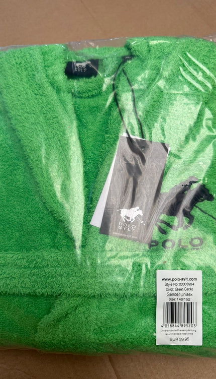 X-Small Gecko Green Unisex Cotton Terry Bathrobe Gown Soft Spa Robe Men Women