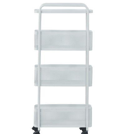 4 Tier Slim Rolling Utility Cart White Plastic Storage Organizer With Wheels