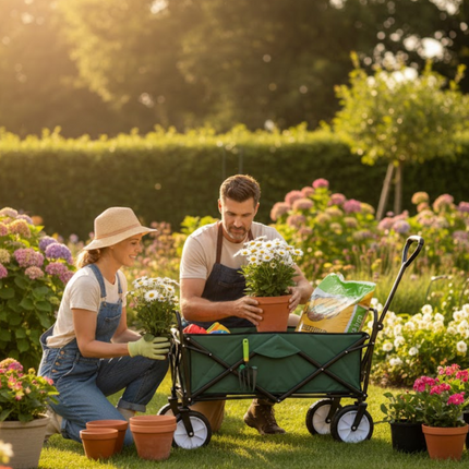 Collapsible Folding Wagon Trolley Cart 80kg On Wheels Festival Camping & Garden