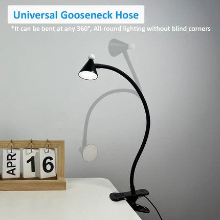 LED Desk Lamp Clip On Reading Light 3W Eye Care Flexible 10 Brightness Levels