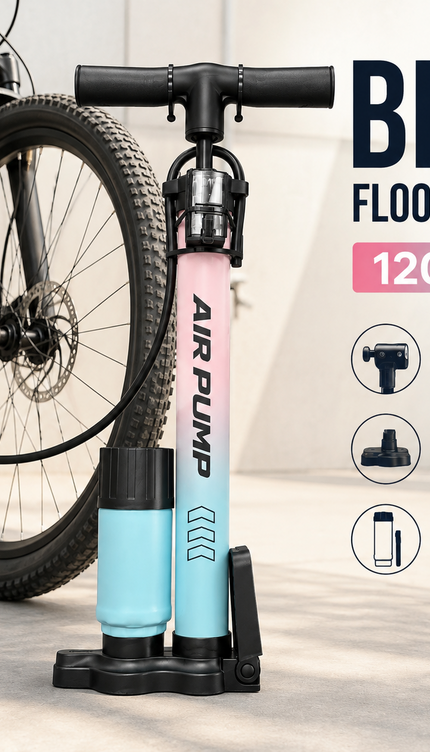 Bike Pump Bicycle Floor Air Pump With Gauge Presta & Schrader