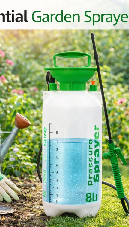 Garden Pressure Sprayer Bottle Water Pump - 8L High Pressure Weed Spray Shower