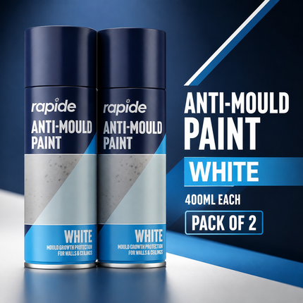 2-Pack Anti Mould Spray Paint Durable One Coat White Aerosol Can Rapide 400ml