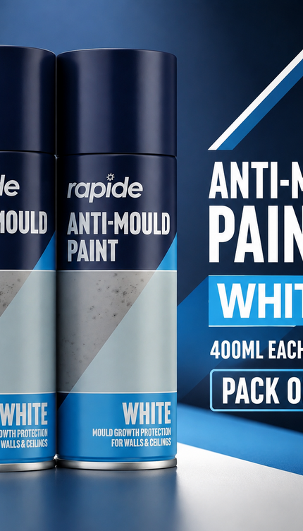 2-Pack Anti Mould Spray Paint Durable One Coat White Aerosol Can Rapide 400ml