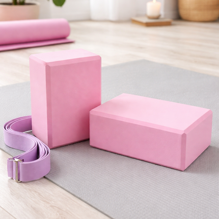 Yoga Gym Blocks Brick Foam Pair Exercise Training Pilates Meditation Anti Slip