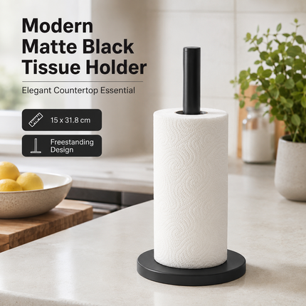 Kitchen Roll Holder Matt Black Stainless Steel Freestanding Paper Towel Stand