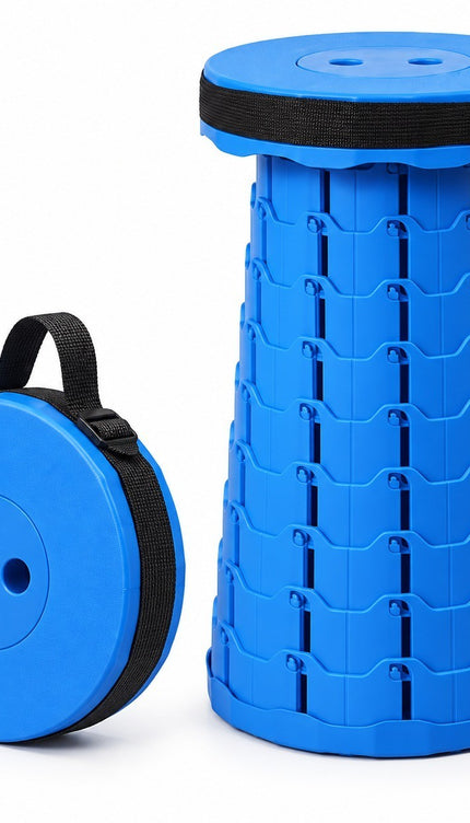 Retractable Folding Stool 45cm Portable Telescopic Seat 250KG Camping Fishing