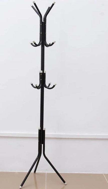 Black Coat Stand Garment Rack Metal Jacket Umbrella Hanger Standing 12 Hook Rack