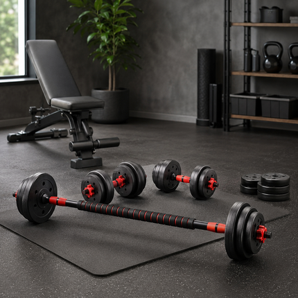 Adjustable Dumbbell Barbell Kettlebell  15KG  Weight Set 6 in 1 Home Gym