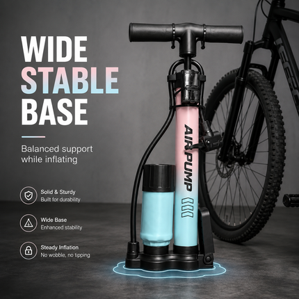 Bike Pump Bicycle Floor Air Pump With Gauge Presta & Schrader tire 120Psi Ball