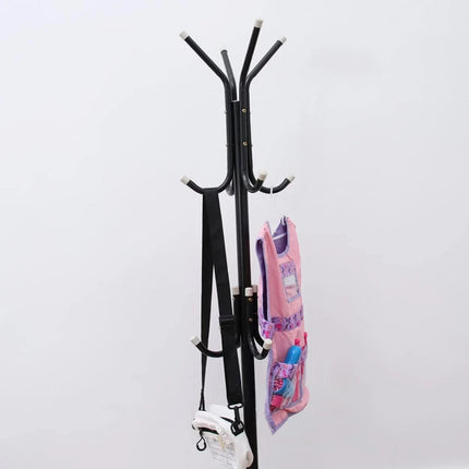 12-Hook Metal Coat Rack Stand Tree for Hats, Clothes, Umbrellas & Accessories