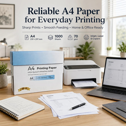 A4 Printer Paper White 70gsm 5-Ream 2500 Sheets Multipurpose Inkjet Laser Copier