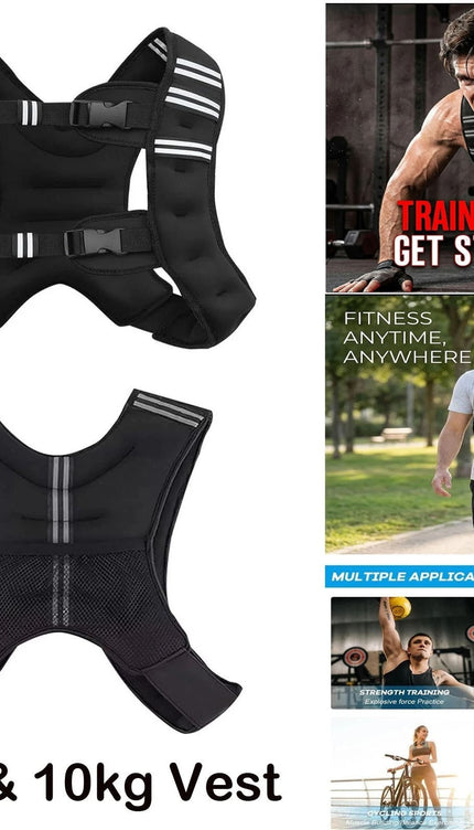 Weighted Vest 5kg 10kg Adjustable Running & home Gym Workouts No Bounce Training