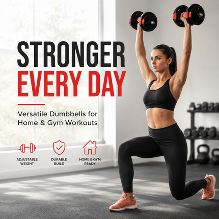 Dumbbell Set Adjustable 15KG Home Gym Fitness Training 3 Grip Weight Plates