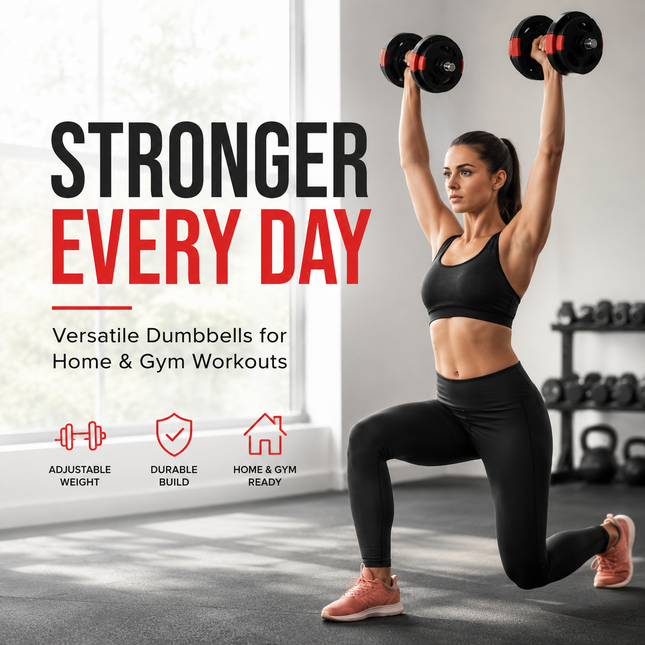 Dumbbell Set Adjustable 15KG Home Gym Fitness Training 3 Grip Weight Plates