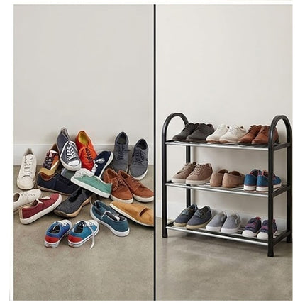 3-Tier Black Shoe Rack Stand