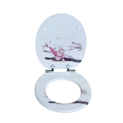 18'' Universal Wooden Toilet Seat Easy Fit Bathroom WC Seat with Fittings