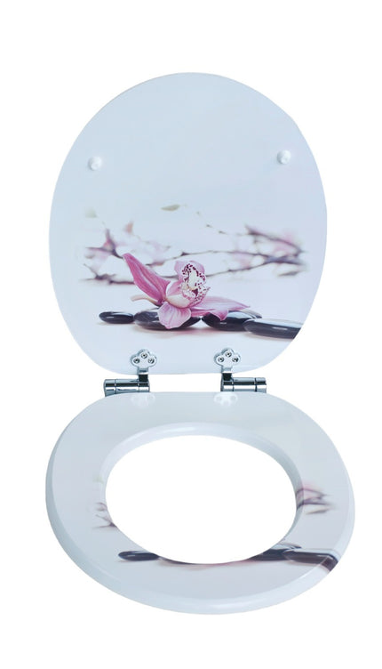 18'' Universal Wooden Toilet Seat Easy Fit Bathroom WC Seat with Fittings