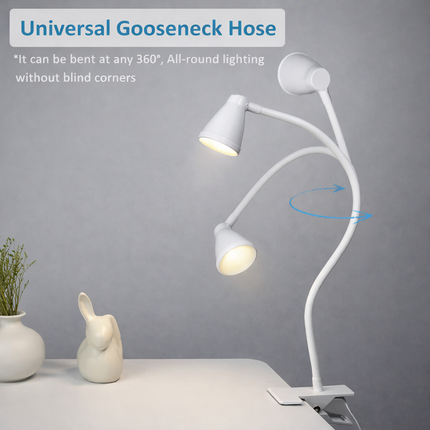 LED Desk Lamp Clip On Reading Light 3W Eye-Care Flexible 10 Brightness Levels