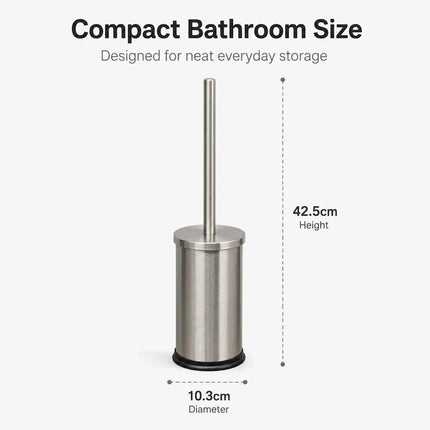 Stainless Steel Toilet Brush & Holder Bathroom WC Cleaning Brush Set Long Handle