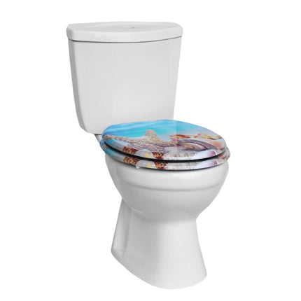 18" Universal Toilet Seat MDF Wooden Bathroom WC Easy Fit + Fittings Novelty