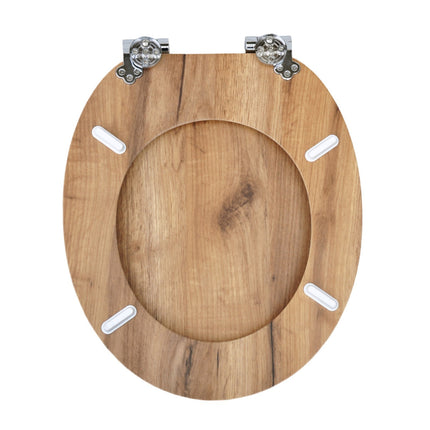 18" UNIVERSAL BATHROOM TOILET SEAT WOODEN EASY FIT WC SEAT WITH FITTINGS