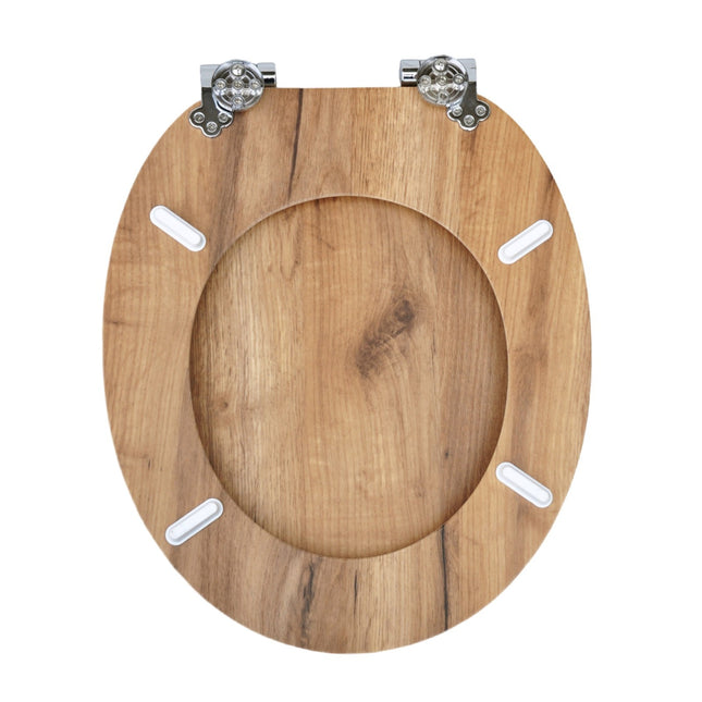 18" UNIVERSAL BATHROOM TOILET SEAT WOODEN EASY FIT WC SEAT WITH FITTINGS