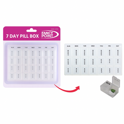 Weekly Pill Box 7 Day 28 Compartment Tablet Organiser Medicine Storage Dispenser