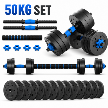 Dumbbell Barbell Set 50KG Complete Home Training Kit