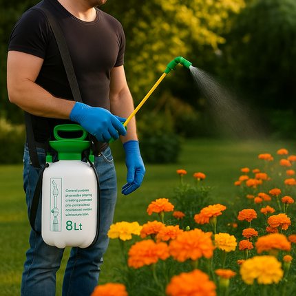 Garden Pressure Sprayer Bottle Water Pump - 8L High Pressure Weed Spray Shower