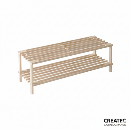 2 Tier Shoe Rack Organiser Natural Slatted Wood Footwear Stand Storage Shelf